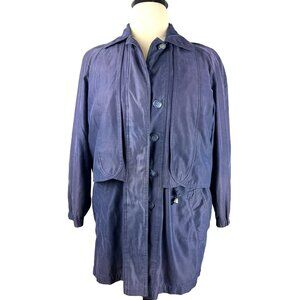 Vintage 80's Navy Blue Rainshedder Jacket, Women's Size 14W